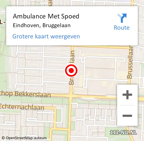 Locatie op kaart van de 112 melding: Ambulance Met Spoed Naar Eindhoven, Bruggelaan op 31 januari 2020 08:14