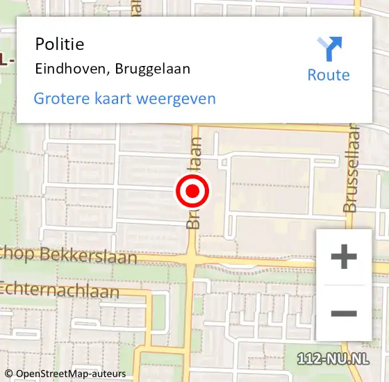 Locatie op kaart van de 112 melding: Politie Eindhoven, Bruggelaan op 31 januari 2020 08:14