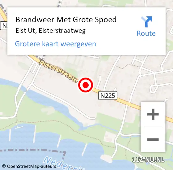 Locatie op kaart van de 112 melding: Brandweer Met Grote Spoed Naar Elst Ut, Elsterstraatweg op 31 januari 2020 08:40