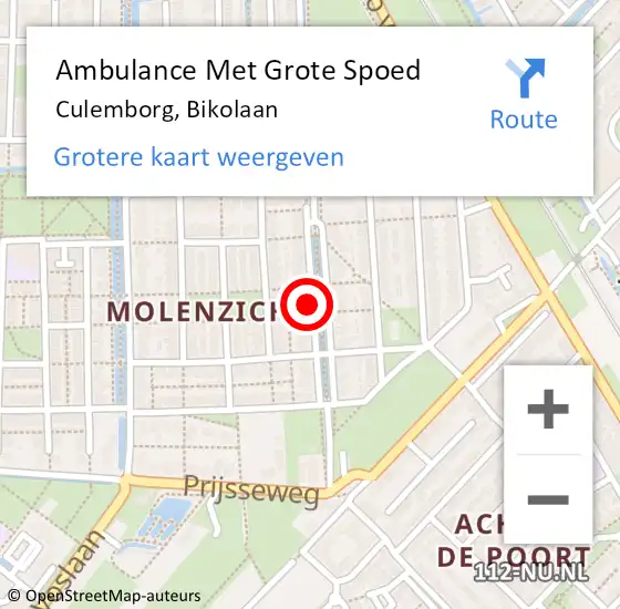 Locatie op kaart van de 112 melding: Ambulance Met Grote Spoed Naar Culemborg, Bikolaan op 31 januari 2020 09:20