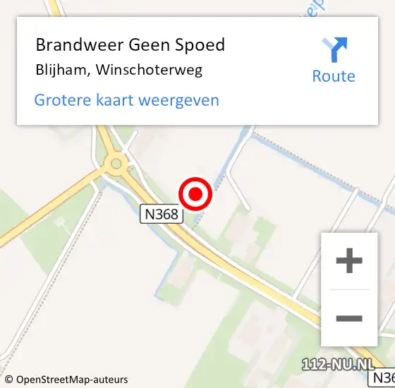 Locatie op kaart van de 112 melding: Brandweer Geen Spoed Naar Blijham, Winschoterweg op 31 januari 2020 09:56