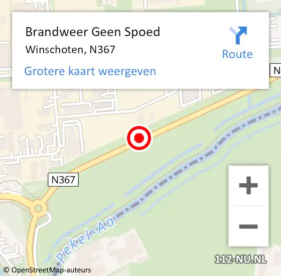 Locatie op kaart van de 112 melding: Brandweer Geen Spoed Naar Winschoten, N367 op 31 januari 2020 10:08