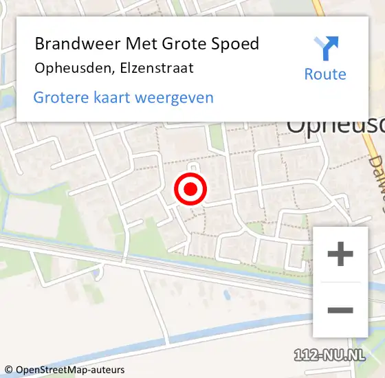 Locatie op kaart van de 112 melding: Brandweer Met Grote Spoed Naar Opheusden, Elzenstraat op 27 april 2014 00:32