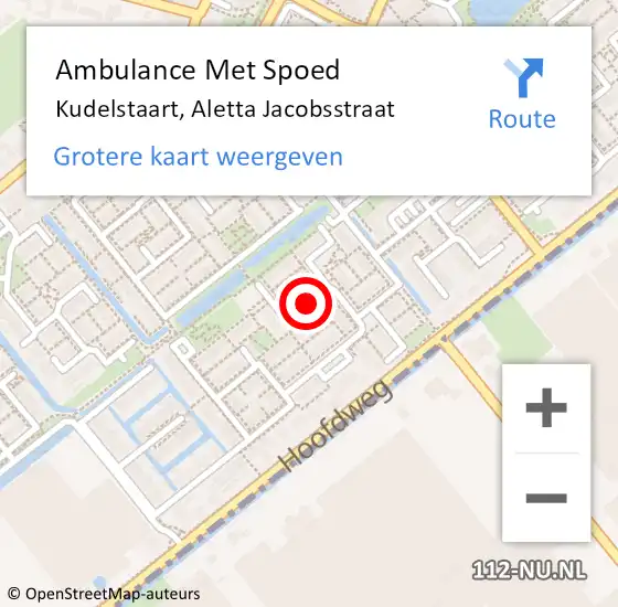 Locatie op kaart van de 112 melding: Ambulance Met Spoed Naar Kudelstaart, Aletta Jacobsstraat op 31 januari 2020 11:56