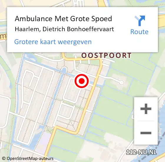 Locatie op kaart van de 112 melding: Ambulance Met Grote Spoed Naar Haarlem, Dietrich Bonhoeffervaart op 31 januari 2020 12:21