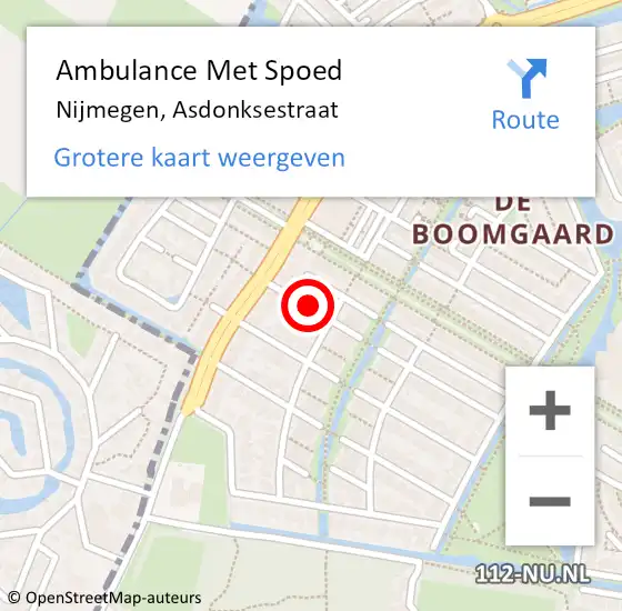 Locatie op kaart van de 112 melding: Ambulance Met Spoed Naar Nijmegen, Asdonksestraat op 31 januari 2020 12:25