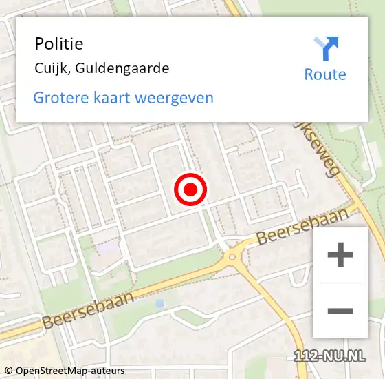 Locatie op kaart van de 112 melding: Politie Cuijk, Guldengaarde op 31 januari 2020 13:03