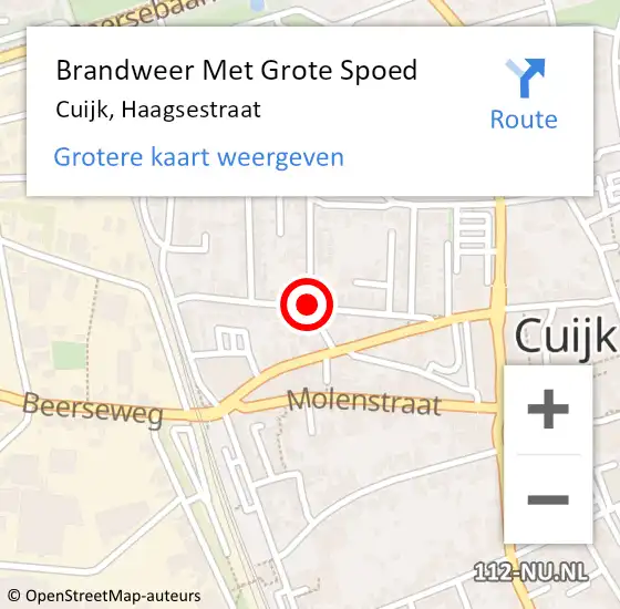 Locatie op kaart van de 112 melding: Brandweer Met Grote Spoed Naar Cuijk, Haagsestraat op 31 januari 2020 13:38