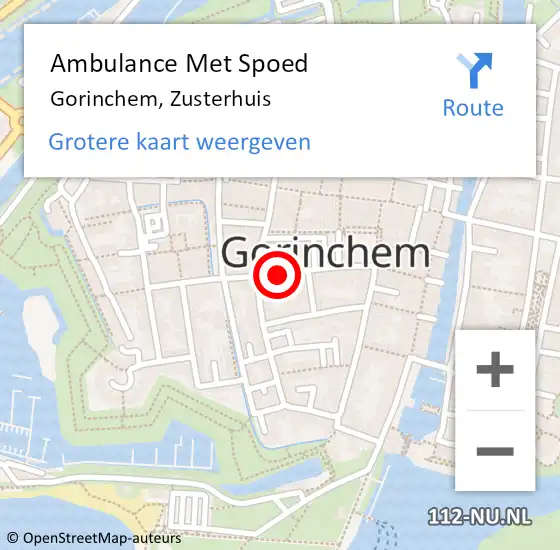 Locatie op kaart van de 112 melding: Ambulance Met Spoed Naar Gorinchem, Zusterhuis op 31 januari 2020 13:53