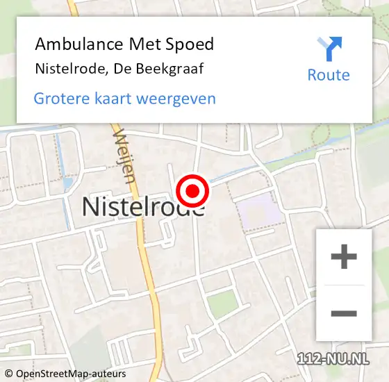Locatie op kaart van de 112 melding: Ambulance Met Spoed Naar Nistelrode, De Beekgraaf op 31 januari 2020 14:26