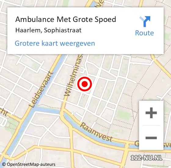 Locatie op kaart van de 112 melding: Ambulance Met Grote Spoed Naar Haarlem, Sophiastraat op 31 januari 2020 14:52