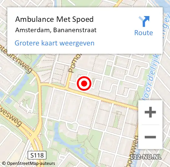 Locatie op kaart van de 112 melding: Ambulance Met Spoed Naar Amsterdam, Bananenstraat op 31 januari 2020 15:12