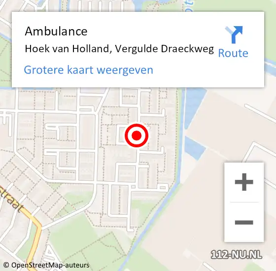 Locatie op kaart van de 112 melding: Ambulance Hoek van Holland, Vergulde Draeckweg op 31 januari 2020 15:32
