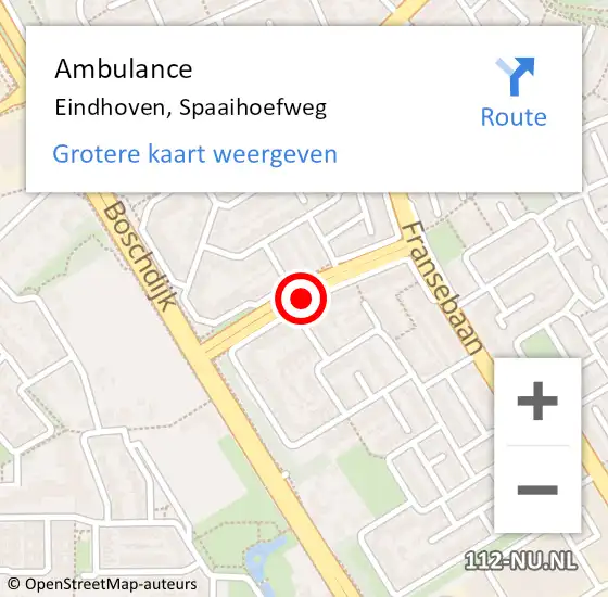 Locatie op kaart van de 112 melding: Ambulance Eindhoven, Spaaihoefweg op 31 januari 2020 15:46