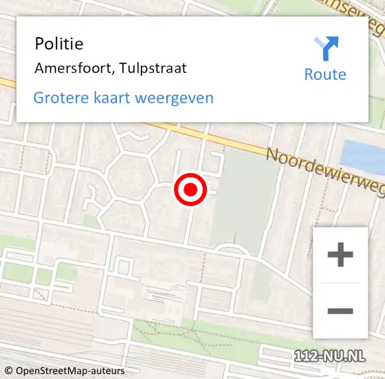 Locatie op kaart van de 112 melding: Politie Amersfoort, Tulpstraat op 31 januari 2020 15:59