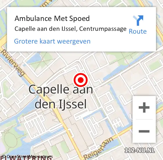 Locatie op kaart van de 112 melding: Ambulance Met Spoed Naar Capelle aan den IJssel, Centrumpassage op 31 januari 2020 16:05