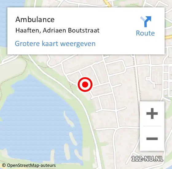 Locatie op kaart van de 112 melding: Ambulance Haaften, Adriaen Boutstraat op 31 januari 2020 16:17