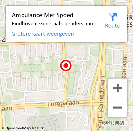Locatie op kaart van de 112 melding: Ambulance Met Spoed Naar Eindhoven, Generaal Coenderslaan op 31 januari 2020 16:22