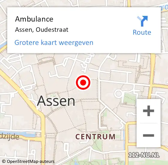 Locatie op kaart van de 112 melding: Ambulance Assen, Oudestraat op 31 januari 2020 16:54