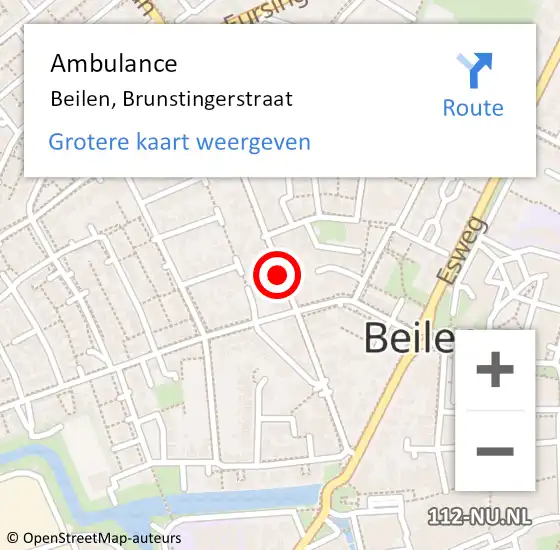 Locatie op kaart van de 112 melding: Ambulance Beilen, Brunstingerstraat op 31 januari 2020 17:24