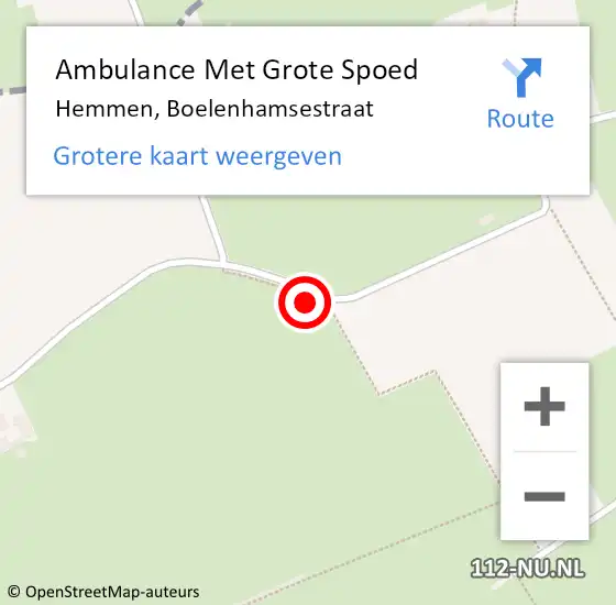 Locatie op kaart van de 112 melding: Ambulance Met Grote Spoed Naar Hemmen, Boelenhamsestraat op 31 januari 2020 17:35