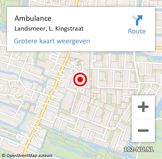 Locatie op kaart van de 112 melding: Ambulance Landsmeer, L. Kingstraat op 31 januari 2020 17:56