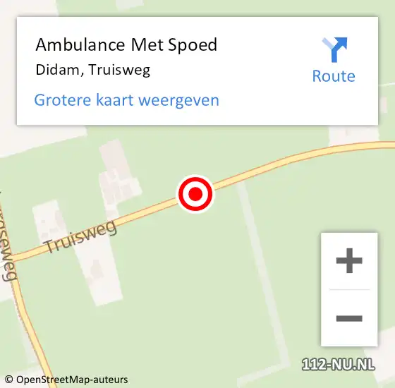 Locatie op kaart van de 112 melding: Ambulance Met Spoed Naar Didam, Truisweg op 31 januari 2020 18:22