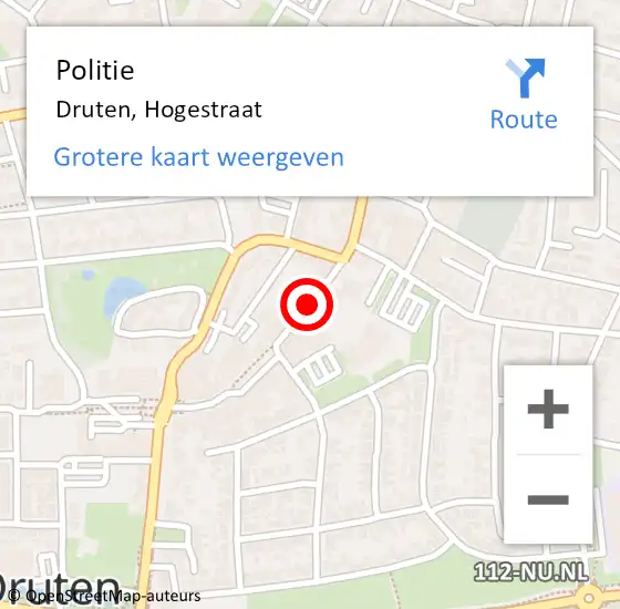 Locatie op kaart van de 112 melding: Politie Druten, Hogestraat op 31 januari 2020 19:06