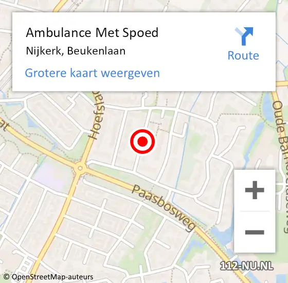 Locatie op kaart van de 112 melding: Ambulance Met Spoed Naar Nijkerk, Beukenlaan op 31 januari 2020 19:45