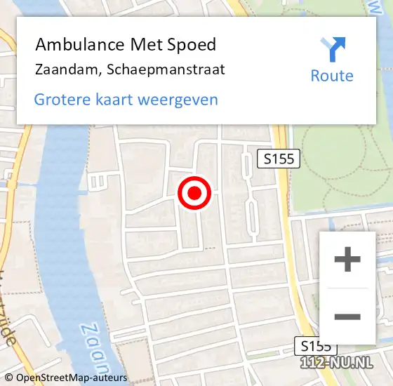 Locatie op kaart van de 112 melding: Ambulance Met Spoed Naar Zaandam, Schaepmanstraat op 31 januari 2020 23:09