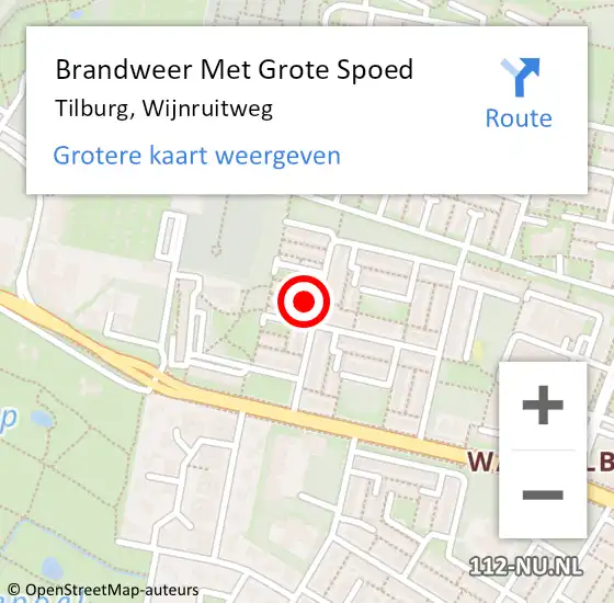 Locatie op kaart van de 112 melding: Brandweer Met Grote Spoed Naar Tilburg, Wijnruitweg op 31 januari 2020 23:56