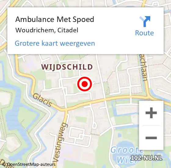 Locatie op kaart van de 112 melding: Ambulance Met Spoed Naar Woudrichem, Citadel op 1 februari 2020 00:20