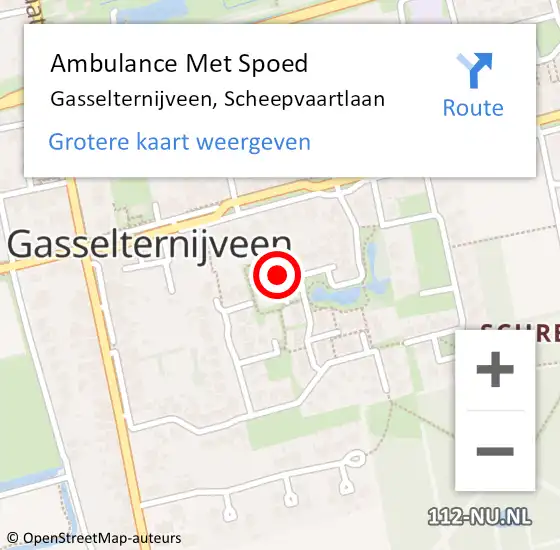 Locatie op kaart van de 112 melding: Ambulance Met Spoed Naar Gasselternijveen, Scheepvaartlaan op 1 februari 2020 00:32