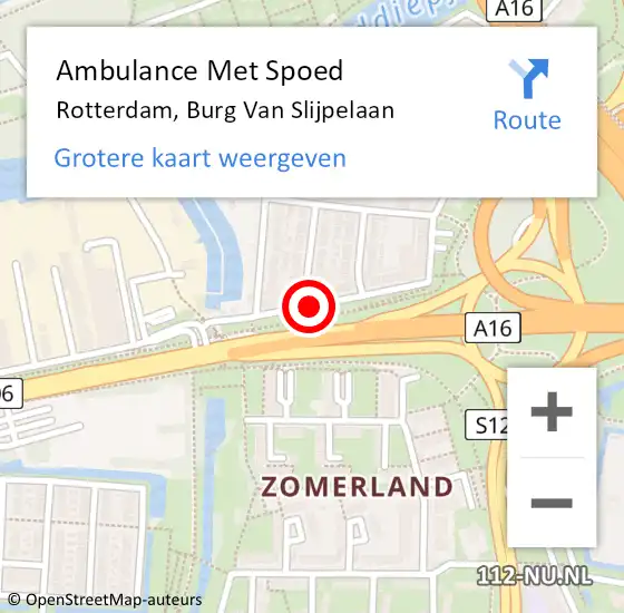 Locatie op kaart van de 112 melding: Ambulance Met Spoed Naar Rotterdam, Burg Van Slijpelaan op 1 februari 2020 01:18