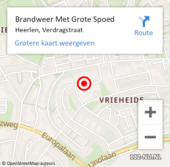 Locatie op kaart van de 112 melding: Brandweer Met Grote Spoed Naar Heerlen, Verdragstraat op 1 februari 2020 01:48