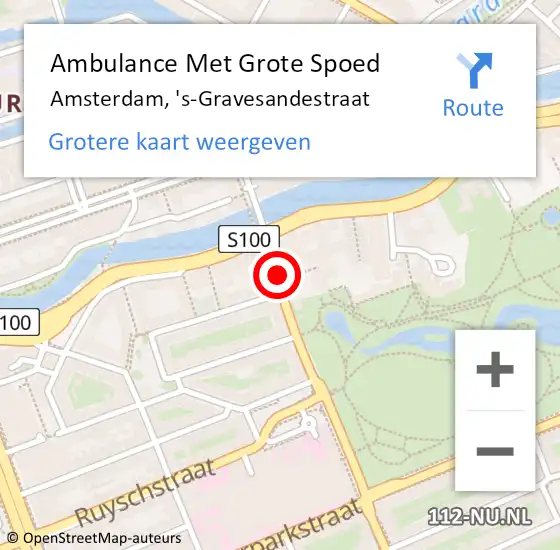 Locatie op kaart van de 112 melding: Ambulance Met Grote Spoed Naar Amsterdam, 's-Gravesandestraat op 1 februari 2020 02:07