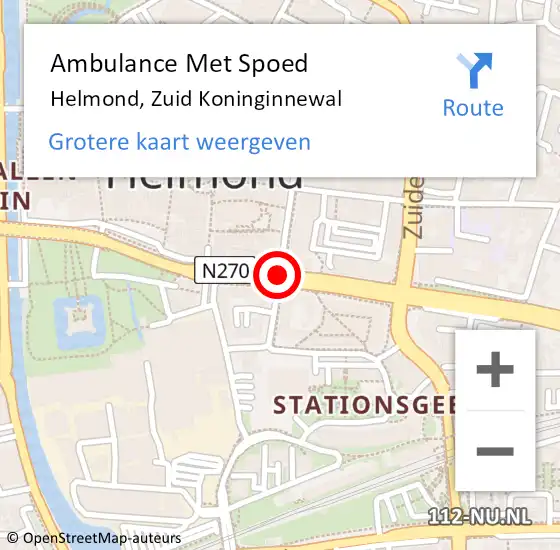 Locatie op kaart van de 112 melding: Ambulance Met Spoed Naar Helmond, Zuid Koninginnewal op 1 februari 2020 02:56