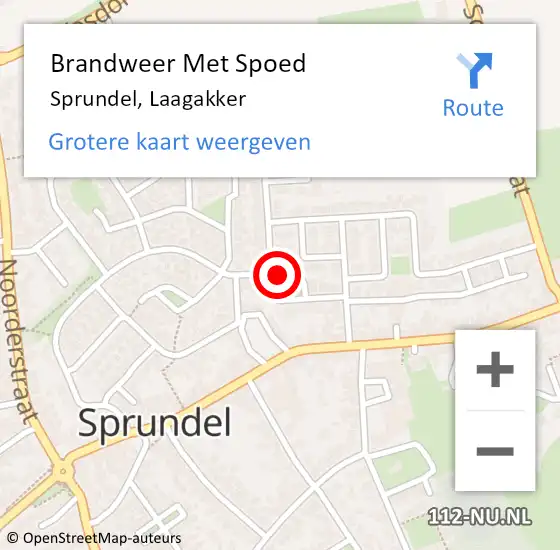 Locatie op kaart van de 112 melding: Brandweer Met Spoed Naar Sprundel, Laagakker op 1 februari 2020 03:45