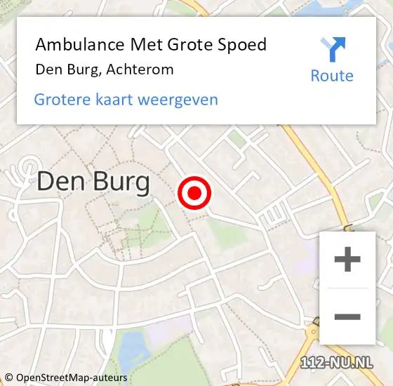 Locatie op kaart van de 112 melding: Ambulance Met Grote Spoed Naar Den Burg, Achterom op 1 februari 2020 04:46