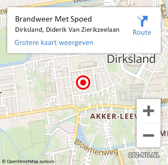 Locatie op kaart van de 112 melding: Brandweer Met Spoed Naar Dirksland, Diderik Van Zierikzeelaan op 27 april 2014 02:46