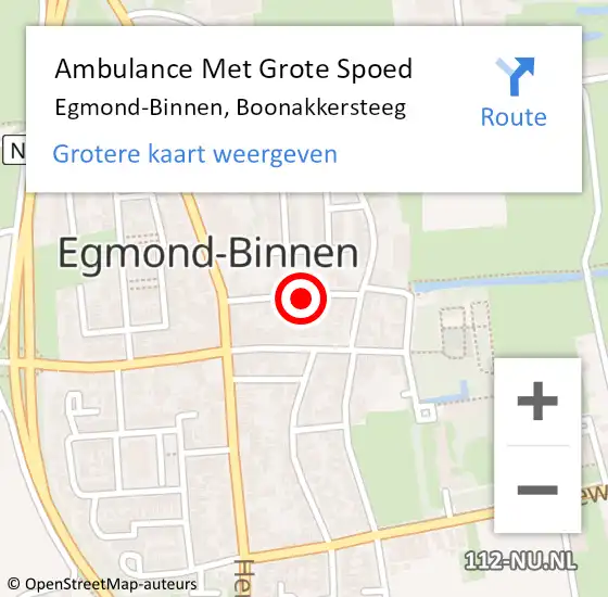 Locatie op kaart van de 112 melding: Ambulance Met Grote Spoed Naar Egmond-Binnen, Boonakkersteeg op 1 februari 2020 07:37