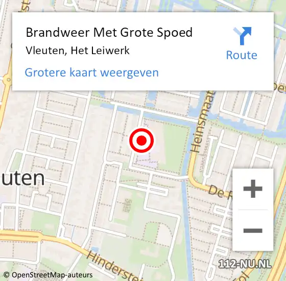 Locatie op kaart van de 112 melding: Brandweer Met Grote Spoed Naar Vleuten, Het Leiwerk op 1 februari 2020 08:09