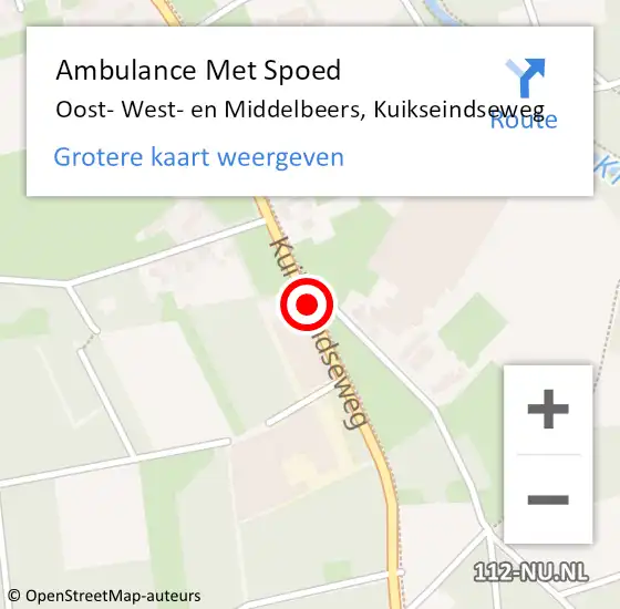 Locatie op kaart van de 112 melding: Ambulance Met Spoed Naar Oost- West- en Middelbeers, Kuikseindseweg op 1 februari 2020 09:24