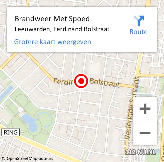 Locatie op kaart van de 112 melding: Brandweer Met Spoed Naar Leeuwarden, Ferdinand Bolstraat op 1 februari 2020 09:51