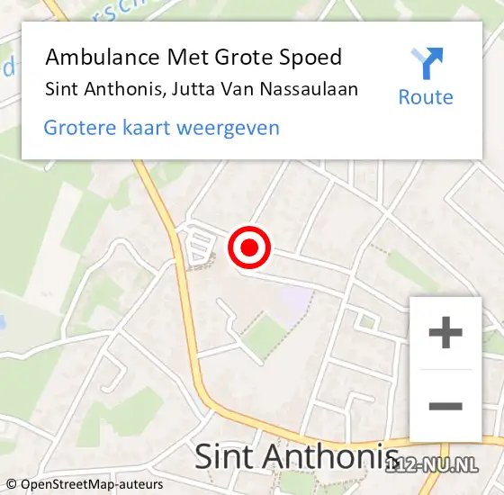 Locatie op kaart van de 112 melding: Ambulance Met Grote Spoed Naar Sint Anthonis, Jutta van Nassaulaan op 1 februari 2020 10:52