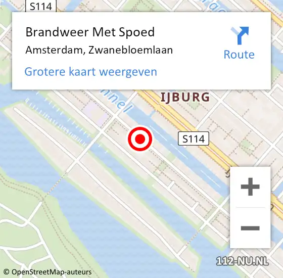 Locatie op kaart van de 112 melding: Brandweer Met Spoed Naar Amsterdam, Zwanebloemlaan op 1 februari 2020 10:53