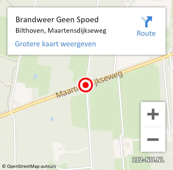 Locatie op kaart van de 112 melding: Brandweer Geen Spoed Naar Bilthoven, Maartensdijkseweg op 1 februari 2020 11:30