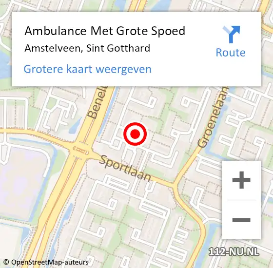 Locatie op kaart van de 112 melding: Ambulance Met Grote Spoed Naar Amstelveen, Sint Gotthard op 1 februari 2020 11:38