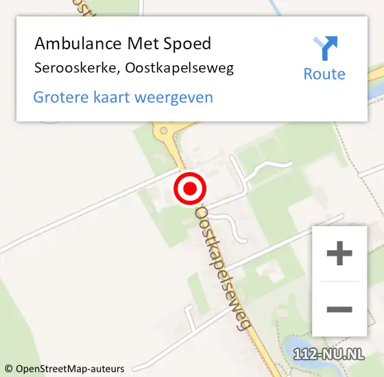 Locatie op kaart van de 112 melding: Ambulance Met Spoed Naar Serooskerke, Oostkapelseweg op 1 februari 2020 12:26