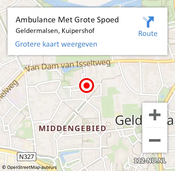 Locatie op kaart van de 112 melding: Ambulance Met Grote Spoed Naar Geldermalsen, Kuipershof op 1 februari 2020 12:52